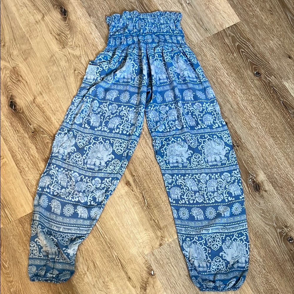 Bohemian Blue Elephant Print Pants